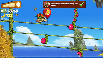 Banana Kong Glide for 100m while riding the snake (In One Run)