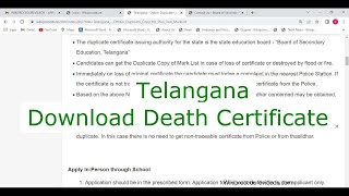 Telangana - How to Download or View Death Certificate (Online)