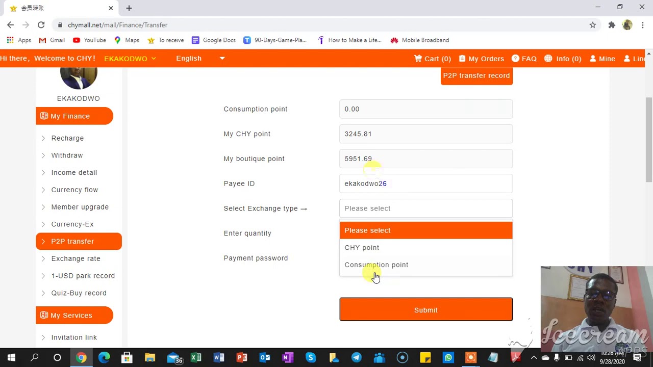 CHY | HOW TO TRANSFER POINTS TO A MEMBER