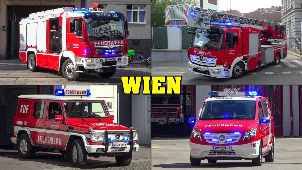 [6 FEUERWACHEN!] - Berufsfeuerwehr WIEN | Einsatzfahrten zu diversen ALARMEN + Rettung & Polizei