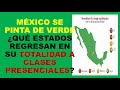 Soy Docente: MÉXICO SE PINTA DE VERDE ¿QUÉ ESTADOS REGRESAN EN SU TOTALIDAD A CLASES PRESENCIALES?