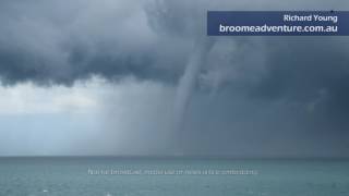 Beautiful waterspout forms off the coast of Broome, Western Australia