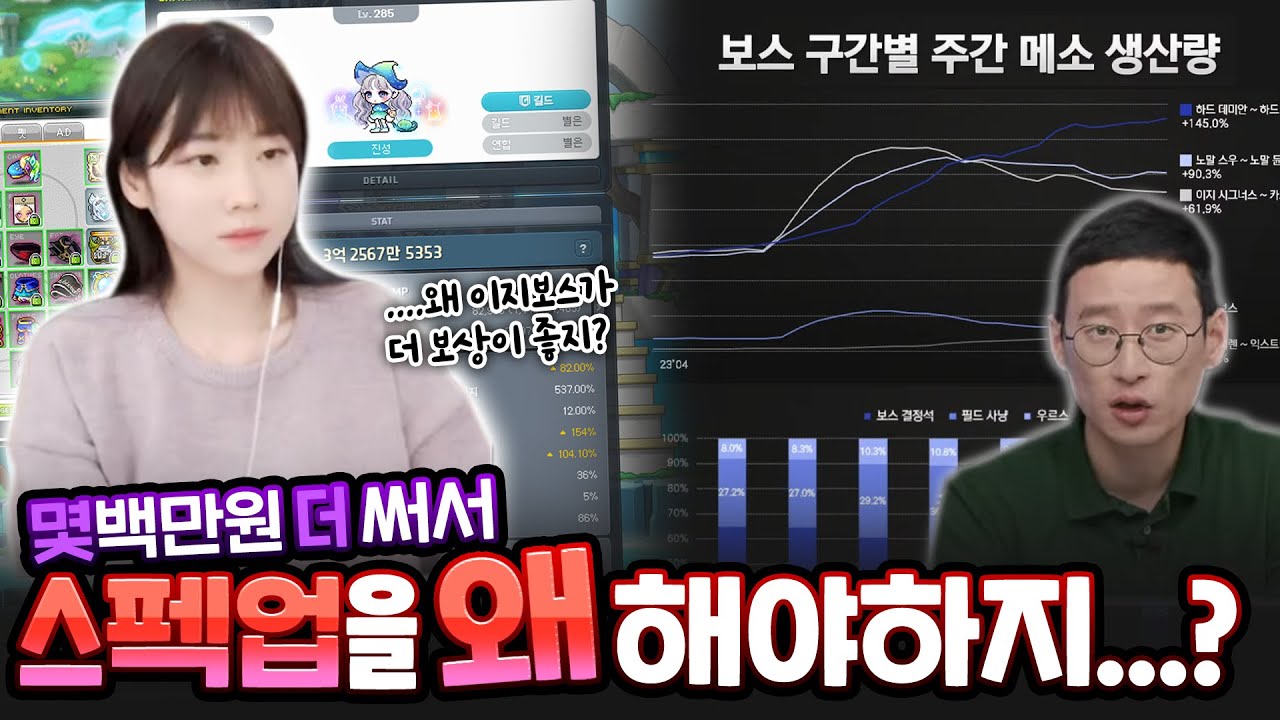 스펙업을 더 하지 않는 이유😢동기부여가 너~무 없어🤬[메이플 딘썽]│딘썽 스펙업#45 - YouTube