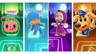 Tiles Hop EDM Rush! Cocomelon vs Pocoyo vs Marsha And The Bear vs Sheriff Labrador screenshot 4