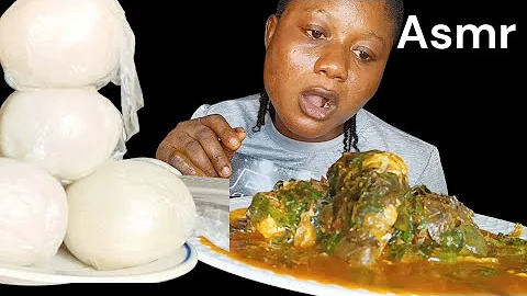African Food mukbang asmr oha soup fish meat and fufu Nigeria food asmr mukbang