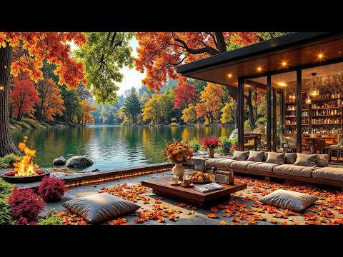 Golden Fall Lake Retreat With Warm Lights | Smooth Jazz For Quiet Moments, Work & Deep Relaxation