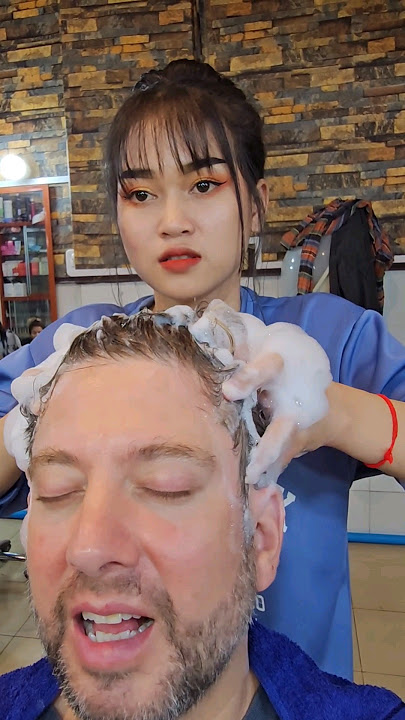 BEST EVER HEAD MASSAGE. So Strong! #massage #headmassage #ladybarber #asmr #asmrsounds