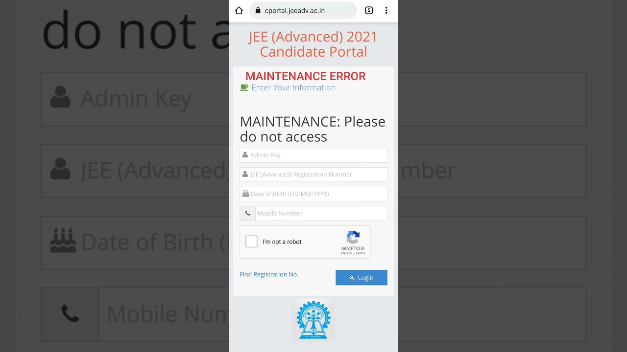 JEE ADVANCED ADMIT CARD MAINTENANCE ERROR | JEE ADVANCED 2021 ADMIT CARD RELEASED DOWNLOAD JEE IIT
