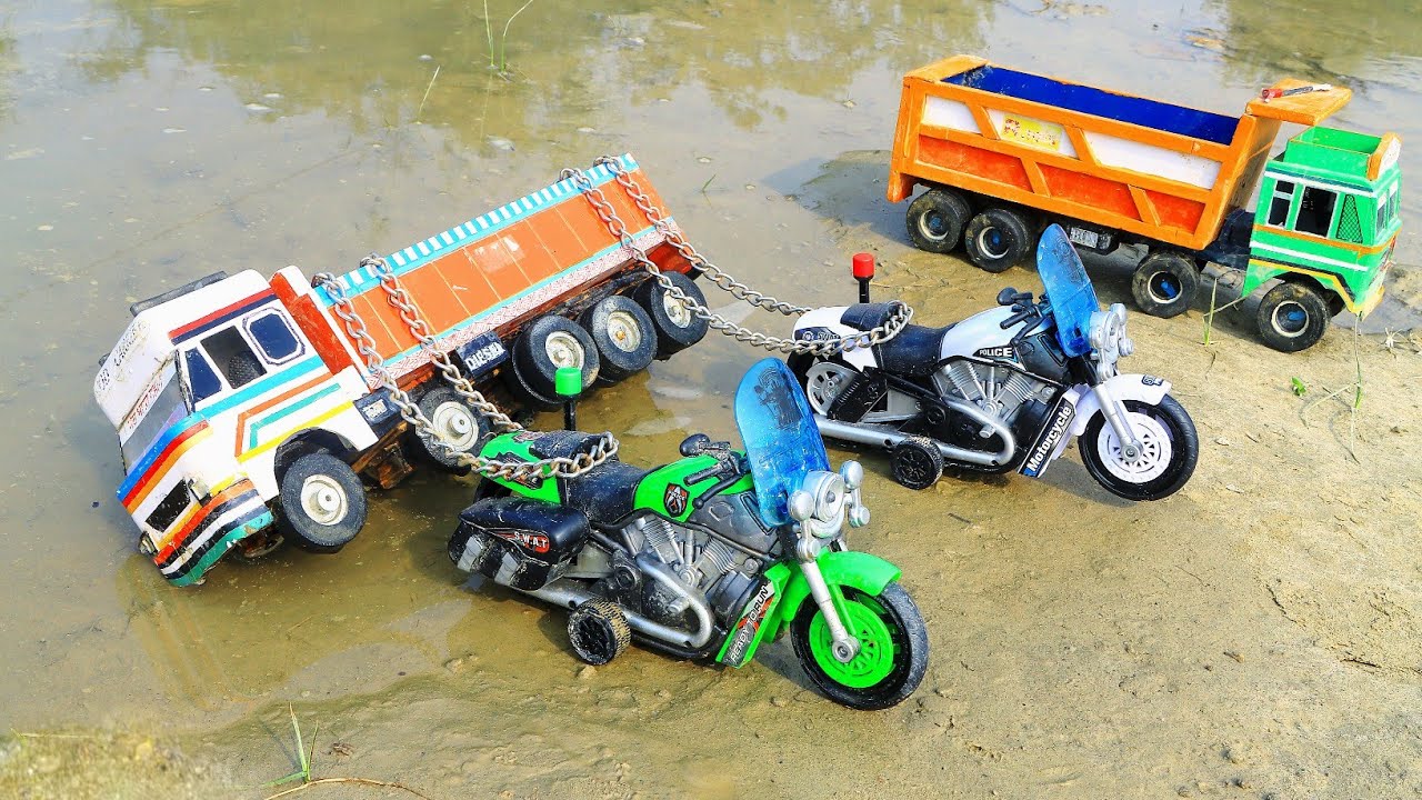 TATA Truck BS6 Ashok Layland Tipper Accident Pulling JCB 3 DX Bullet Bike | JCB Cartoon ? 