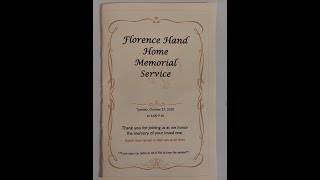 Florence Hand Home Memorial Service LaGrange GA 10/27/20