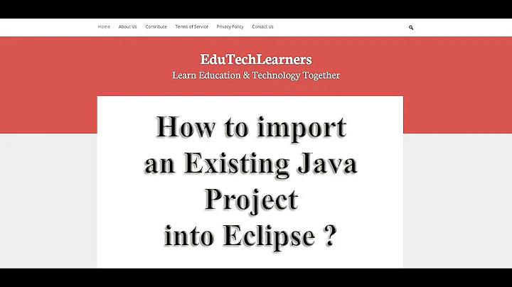 How to import an existing Java Project in Eclipse