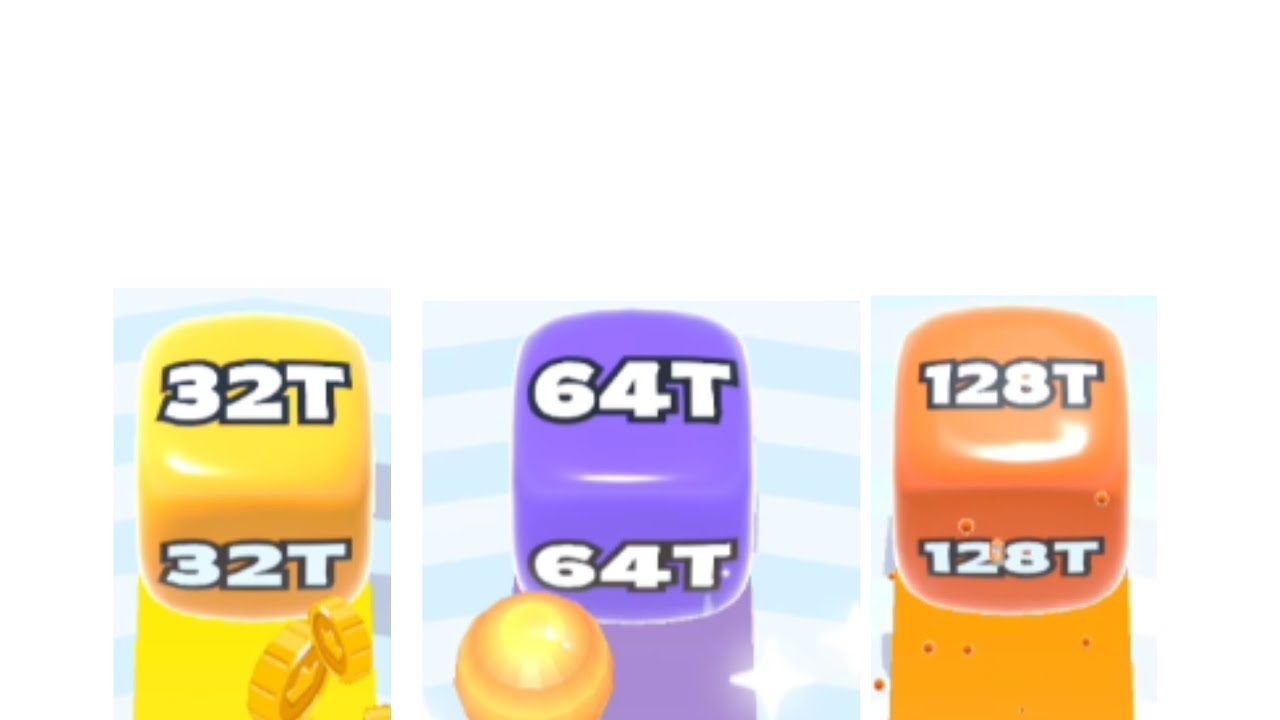 Jelly Run 2048 | 32T vs 64T vs 128T Race | Cubes 2-128T Gameplay