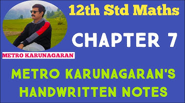 12th STD MATHS CHAPTER 7 METRO KARUNAGARAN