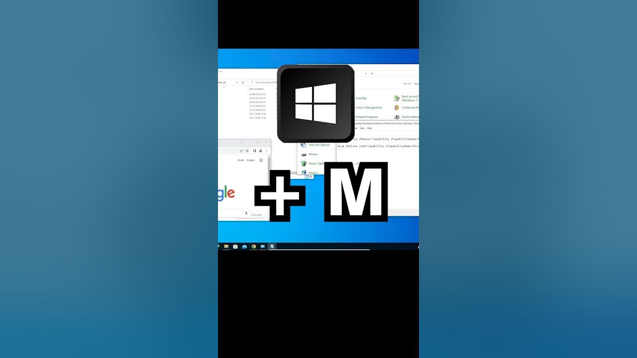 Shortcut key to minimize all windows tabs on desktop in windows 10