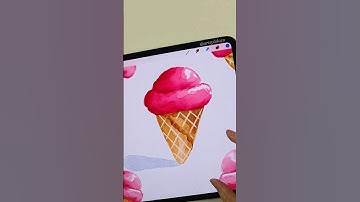 SIMPLE Watercolor Ice Cream in Procreate made EASY 🍦#procreate #shorts #art