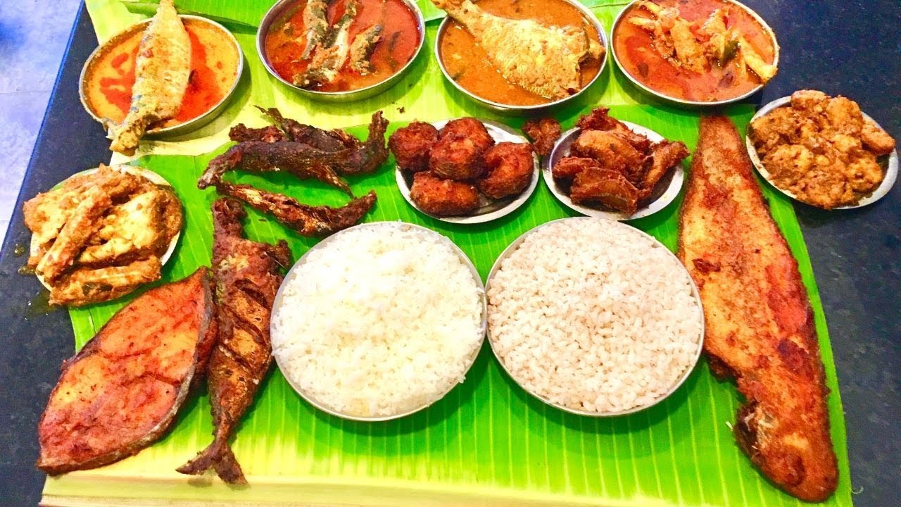 சொர்க்கம் இதோ 🤤🤤அனைத்து மீன் வகை விருந்தும் ஒரே இலையில் 🐟🐟 At Mookambika Mess Coimbatore