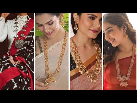 Jewellery For Pattu Sarees - [Latest Trending Ideas] | Neck pieces jewelry,  Beaded necklace designs, Beaded jewelry necklaces
