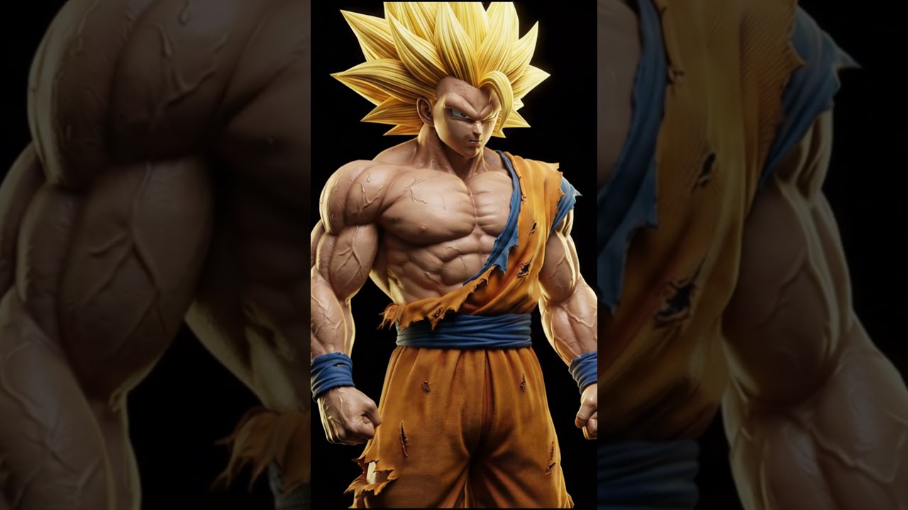Goku Super Saiyajin Breathing (DBZ) - 3D Idle Loop | Live Wallpaper (Black Screen) 4K