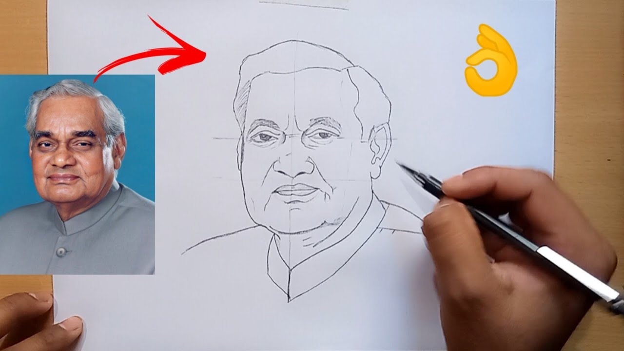 Atal Bihari Vajpayee Drawing || Watercolour || Anup Kumar Acharjee - YouTube