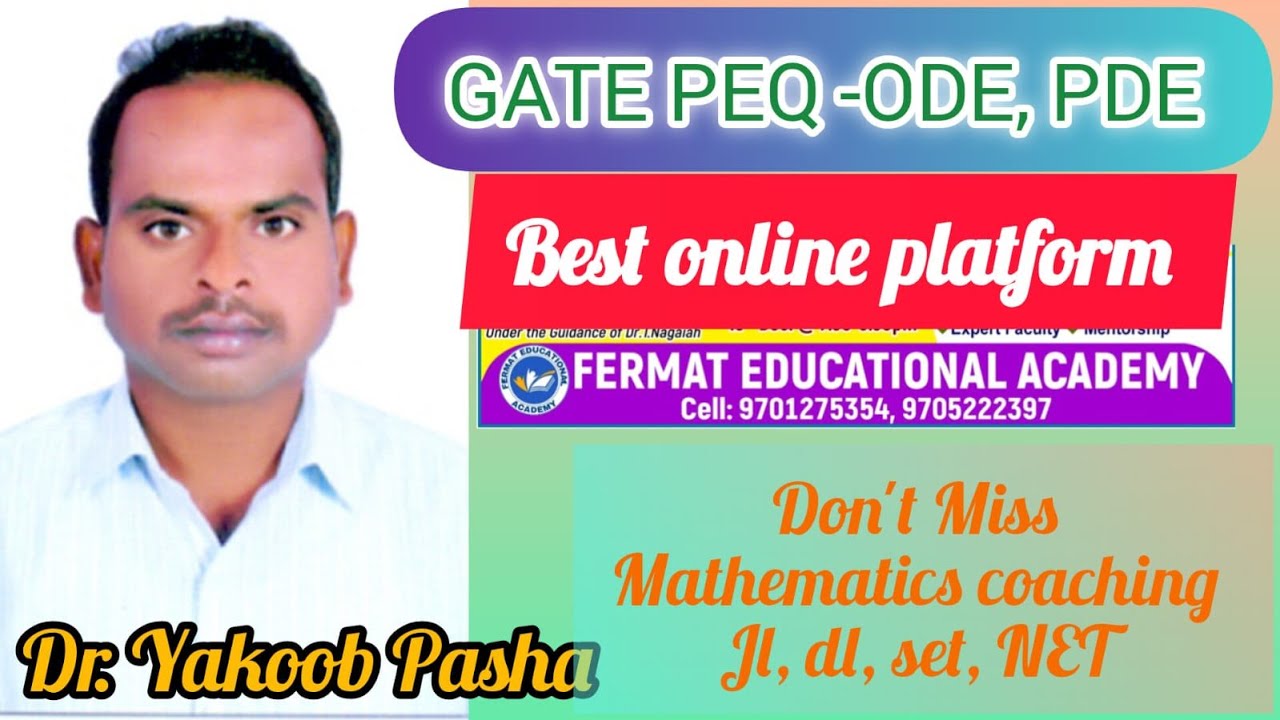 CSIR NET MATHEMATICS|TG SET|AP SET|JL DL|ODE -2 .14|FERMAT ACADEMY |ONLINE COACHING|Chemistry