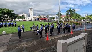 The Samoa Police Marching Band At Government Building Of Apia, Samoa