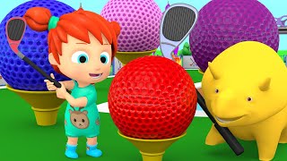 Learn colors & numbers   Mini Golf  Dino the dinosaur and Kids