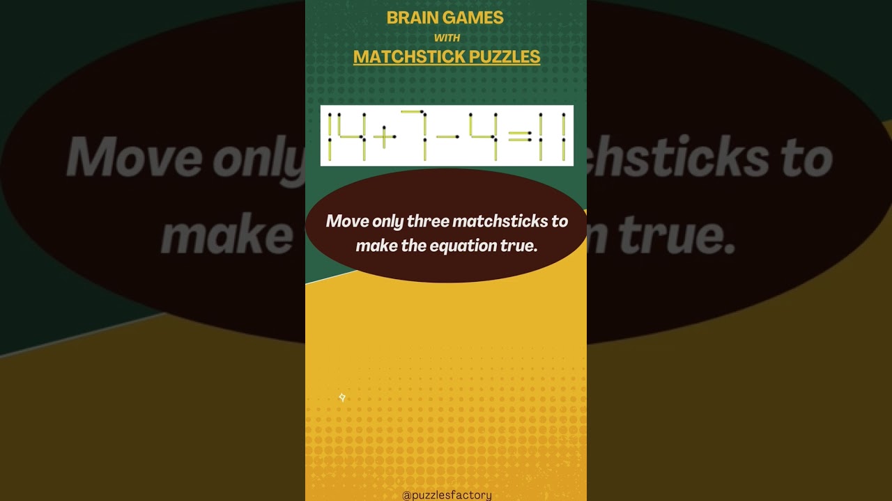 Move 3 Matchsticks to make the Equation True #Esl #Elearning #Quiz #Onlinelearning #Criticalthinking