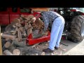 HD: Splitfire 3203 log splitter in action, 3-point hitch mount, tractor hydraulics-driven