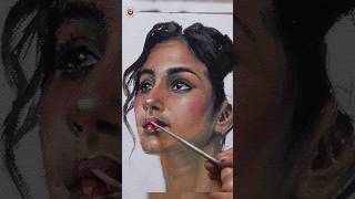 Acrylic portrait painting process 🖌️ Girl Portrait #acrylicpainting #realisticpotrait #artvideo
