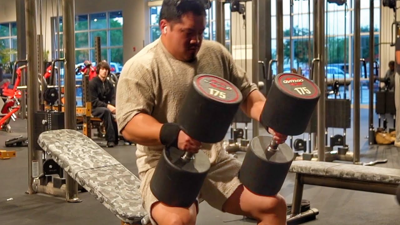 Elite Lifter's 175lb/80kg Dumbbell Press at Dallas Gym