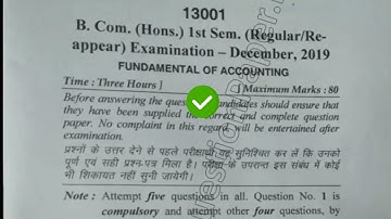 2019 IGU BCom Hons 1st Sem Fundamental of Accounting Question Paper
