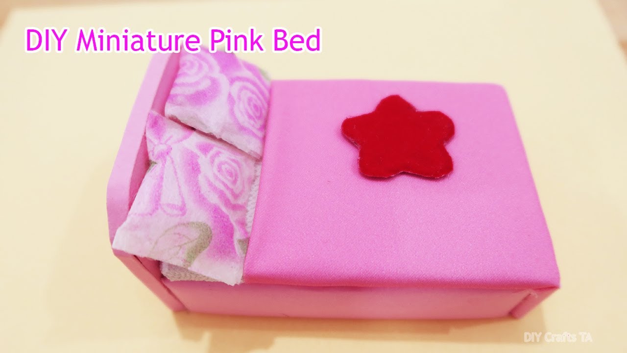 How to make a great bed for Barbie doll / DIY Miniature Pink Bed - DIY ...