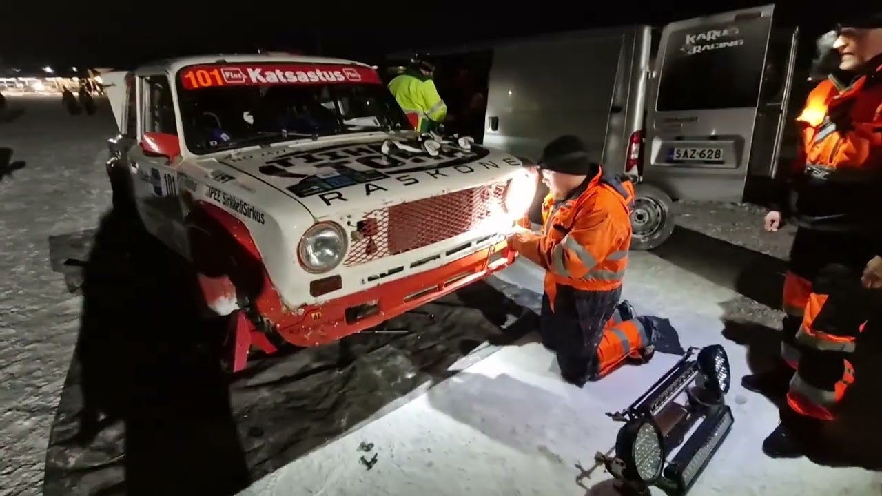 Day5 Pikku pätkä iltahuollosta. Arctic Lapland Rally 2025