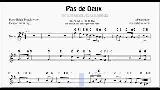 Pas de Deux Partitura Easy Notes Sheet Music for Violin Flute Oboe Recorder The Nutcraker in G