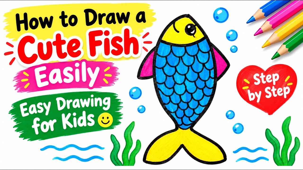 How to Draw a Cute Fish Easily | Easy Drawing for Kids - YouTube