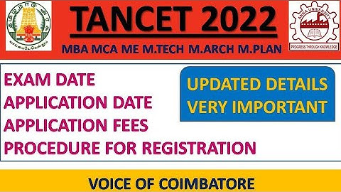 TANCET 2022| TAMILNADU COMMON ENTRANCE TEST EXAM DATE | APPLICATION FEES | DETAILS EXPLAINED