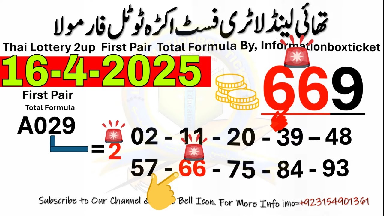 Thai Lottery 2up  First Pair  Total Formula By, Informationboxticket  16-4-2025