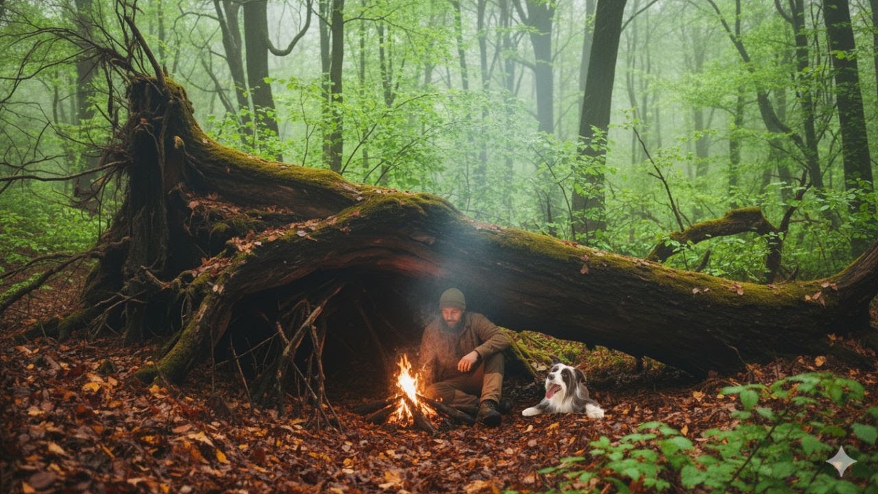 Building a WARM and COZY Survival Dugout | Underground Wooden Cabin ...