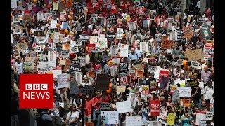 aerial view of london anti trump protest bbc news