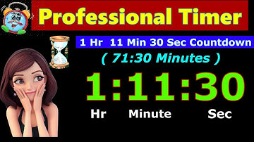 71:30 Minutes Countdown [Reverse Time] 1 Hr 11 Min & 30 Sec| Digital Clock | Alarm | Whatsapp Status