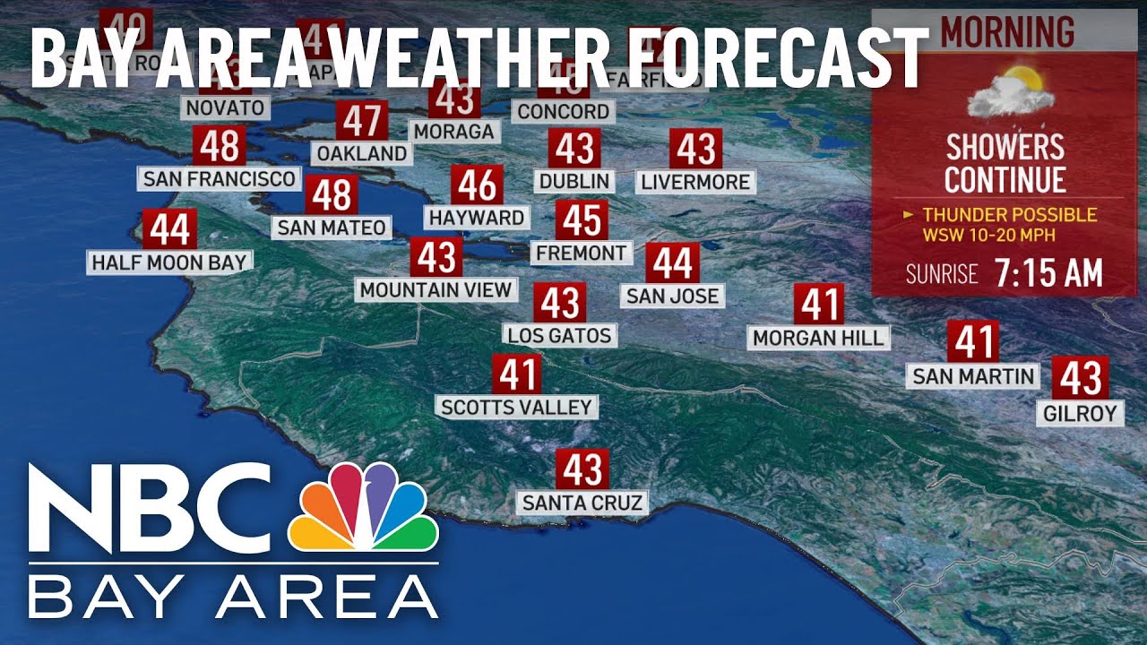 Bay Area Forecast: Rain at Times With Isolated Thunder Possible - YouTube