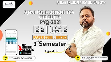 BEU PYQ Series 2021Analog Electronics 3rd Sem. EE/CSE #analogelectronics #3rd #ee #cse #beu