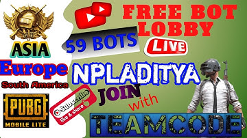 PUBG LITE FREE ⚡ PAID BOT LOBBY LIVE STREAM ||TEAMCODE|| NPLADITYA #Pubglitebotlobby