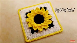 Easy Crochet A Granny Square | Sunflower Granny 10' | Bag o day Crochet Tutorial #326