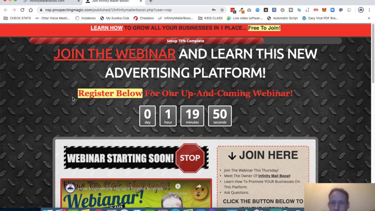 Infinity Mailer Boost webinar zoom call starting soon...