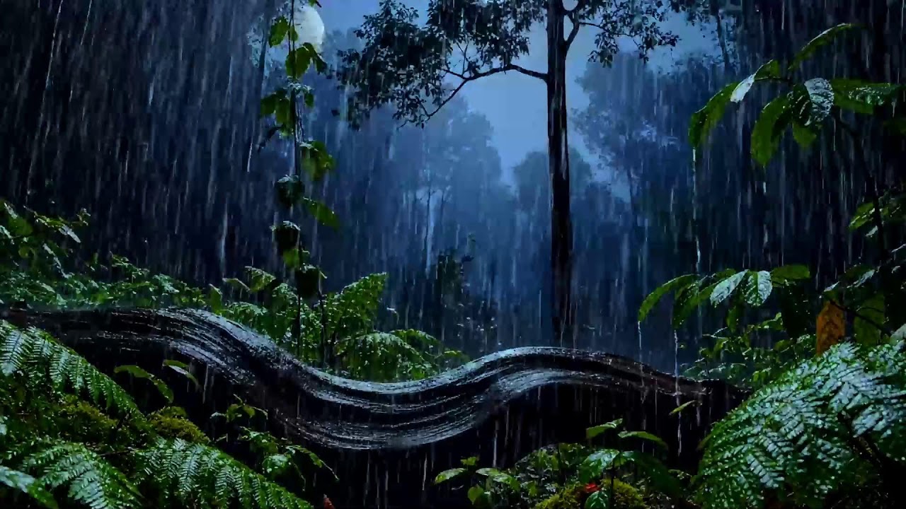 🌧 Dark Rainy Forest at Night — Peaceful Rain Sounds for Insomnia & Full Body Relaxation 🌙