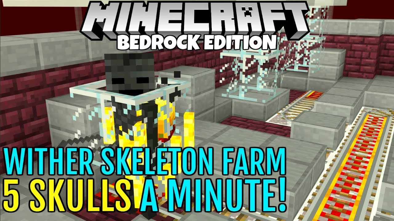 Minecraft Bedrock: Efficient Wither Skeleton Farm Tutorial! 5 Skulls A