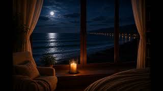 Ocean Waves & White Noise for Deep Sleep | Cozy Beach Room Ambience