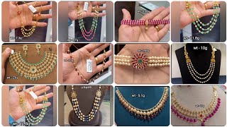 Latest 22k gold beads chains designs with WEIGHT || Lightweight beads necklace collection ||