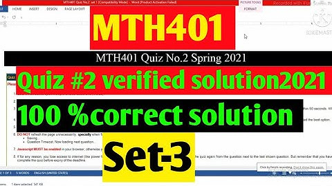 MTH401 :Quiz#2 verified solution 2021 ||set-3 ||100 %correct solution ||maths by Zahfran